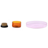 KENZAN - Set vassoio ambra 6,5cm + vassoio rosa 15cm + flower frog in ottone 5cm - by Denis Guidone - 09313191