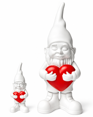 Nano Lover White H12 cm – Gnomo Decorativo con Cuore Rosso