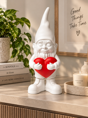 Nano Lover White H29 cm – Gnomo Decorativo con Cuore Rosso