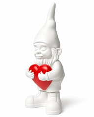Nano Lover White H29 cm – Gnomo Decorativo con Cuore Rosso