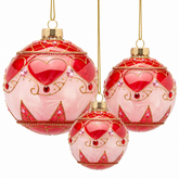 Palla di Natale Cuori in Vetro Rosso e Rosa – EDG Enzo De Gasperi