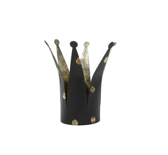 Portacandele Corona nero a pois oro H24 - 1212930-M