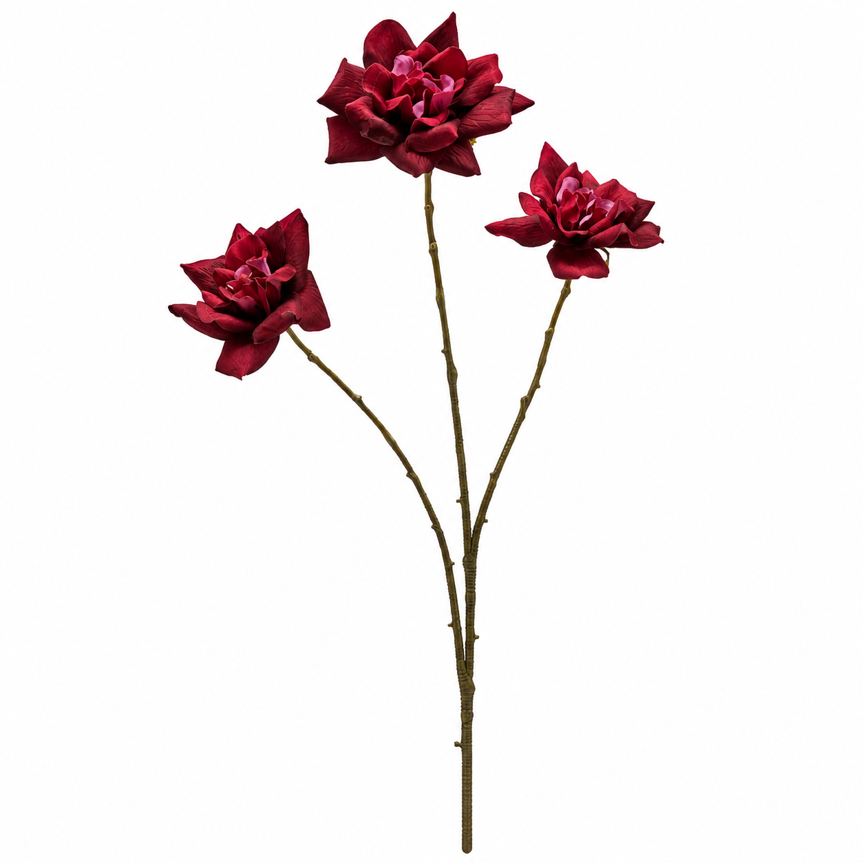 Ramo Rosa Bordeaux X3 Fiori EDG Enzo De Gasperi H 80 cm