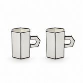 Set 2Pz. Tazzina da Caffè Lungo in Porcellana Bianco/Nero – Collezione Carte Blanche - Annebet Philips Per Serax