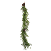 Tralcio natalizio di Cryptomeria con pigne 240 cm in PE verde