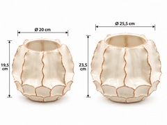 Vasi Chakra Incavo EDG Enzo De Gasperi in ceramica avorio nelle misure Ø 20 × H 19,5 cm e Ø 25,5 × H 23,5 cm