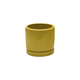 Vaso Glaze Righe Rotondo EDG in Terracotta Gialla H23 con Sottopiatto Integrato