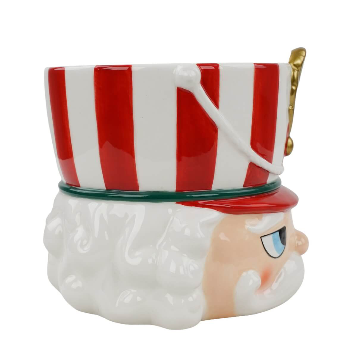 Vaso Schiaccianoci in ceramica rosso H16,8 cm vista laterale