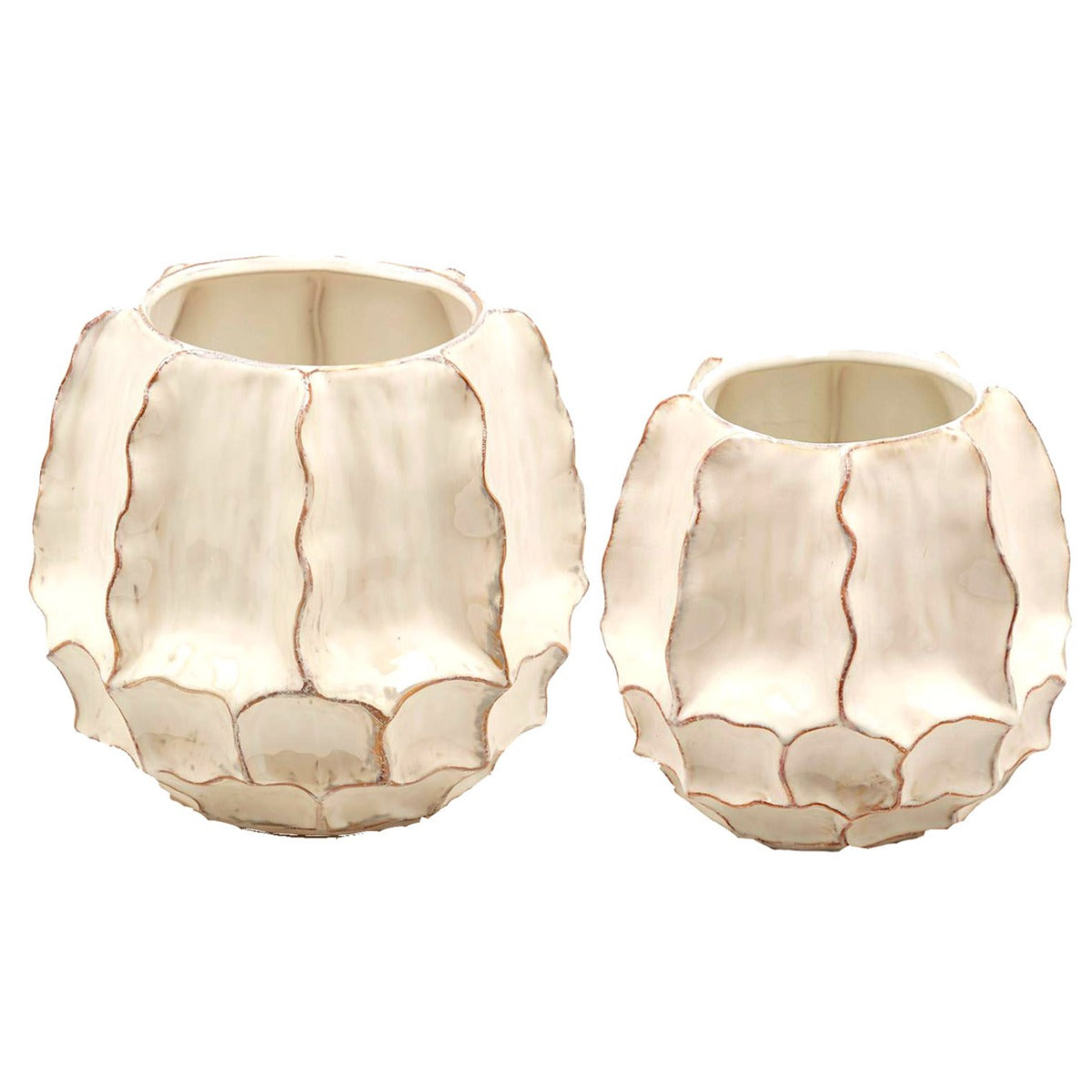 Vasi Chakra Incavo EDG Enzo De Gasperi in ceramica avorio
