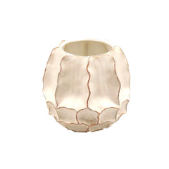 Vaso Chakra Incavo EDG Enzo De Gasperi in ceramica avorio H 19,5 cm