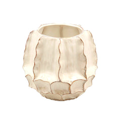 Vaso Chakra Incavo EDG Enzo De Gasperi in ceramica avorio Ø 25,5 × H 23,5 cm