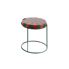 EDG - Enzo De Gasperi Tavolino in Metallo Rotondo Bicolore Rosso/Verde M H42 Cm