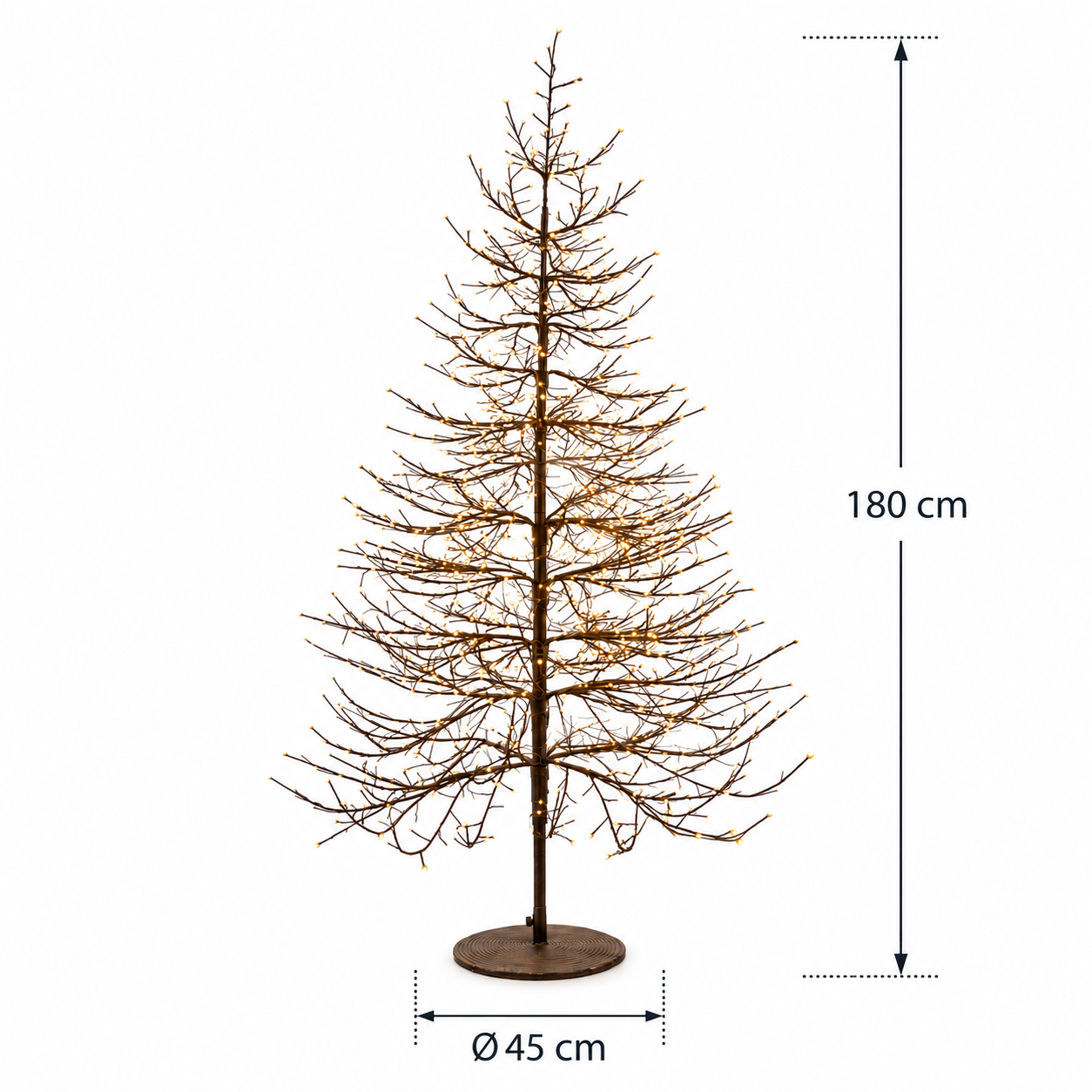 Albero LED Faggio Luminoso Black H 180  D 115 cm EDG Enzo De Gasperi con 1940 MicroLED a luce calda 