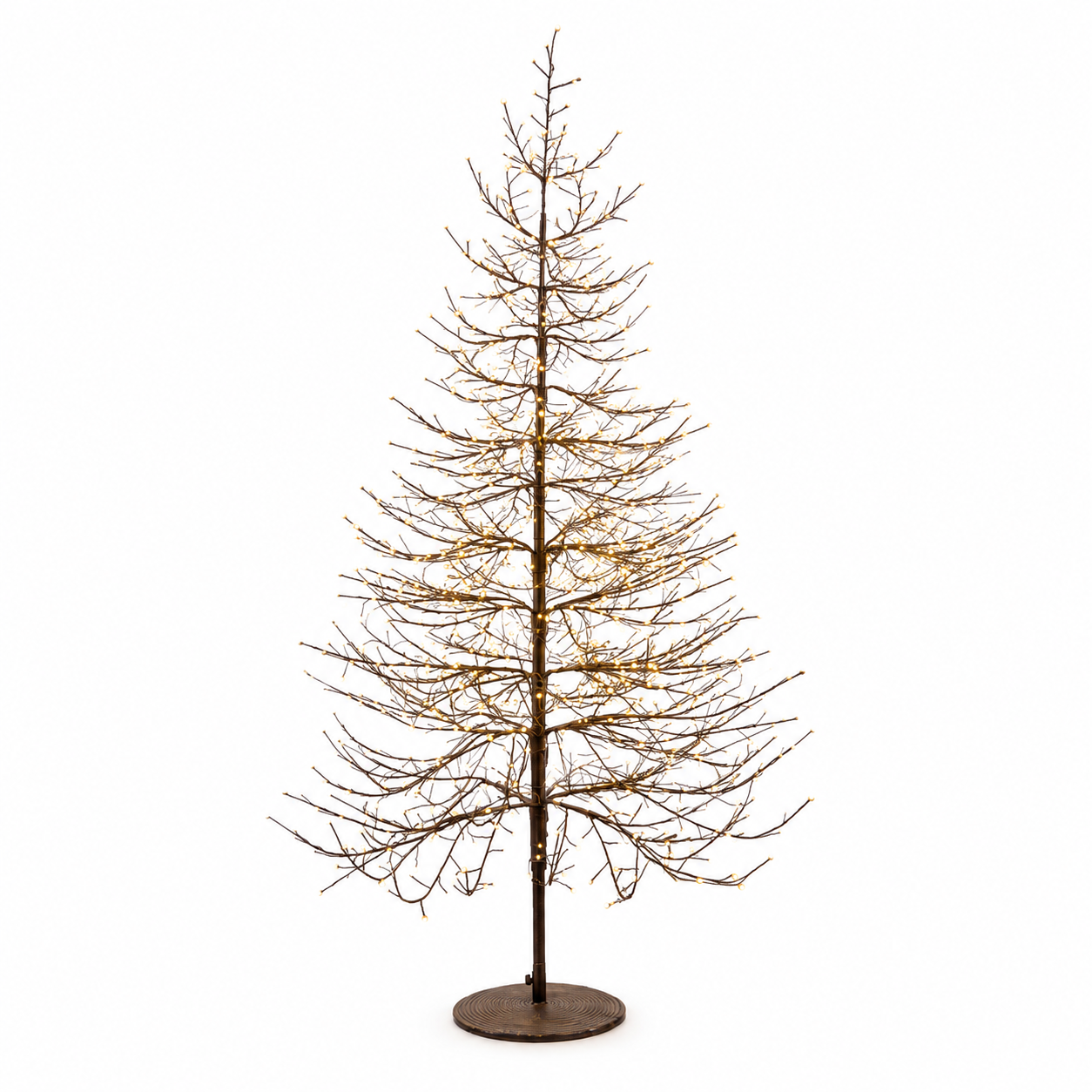 Albero LED Faggio Luminoso Black H 180 cm EDG Enzo De Gasperi con 1940 MicroLED a luce calda su sfondo bianco