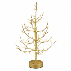 Albero LED Faggio Oro EDG Enzo De Gasperi H 45 × Ø 10 cm con 90 MiniLED dimmerabili su sfondo bianco