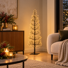 Albero LED Faggio Slim Nero EDG Enzo De Gasperi H 120 cm con LED luminosi ambientato