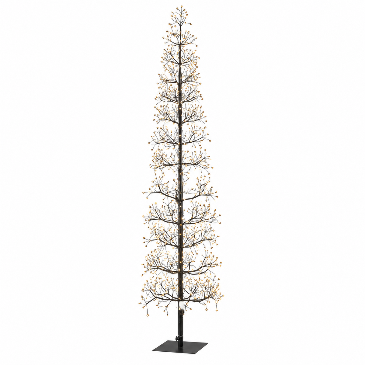 Albero LED Faggio Slim Nero EDG Enzo De Gasperi H 180 cm con MicroLED a luce calda