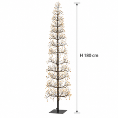 Albero LED Faggio Slim Nero EDG Enzo De Gasperi H 180 cm con MicroLED a luce calda e indicazione dell’altezza