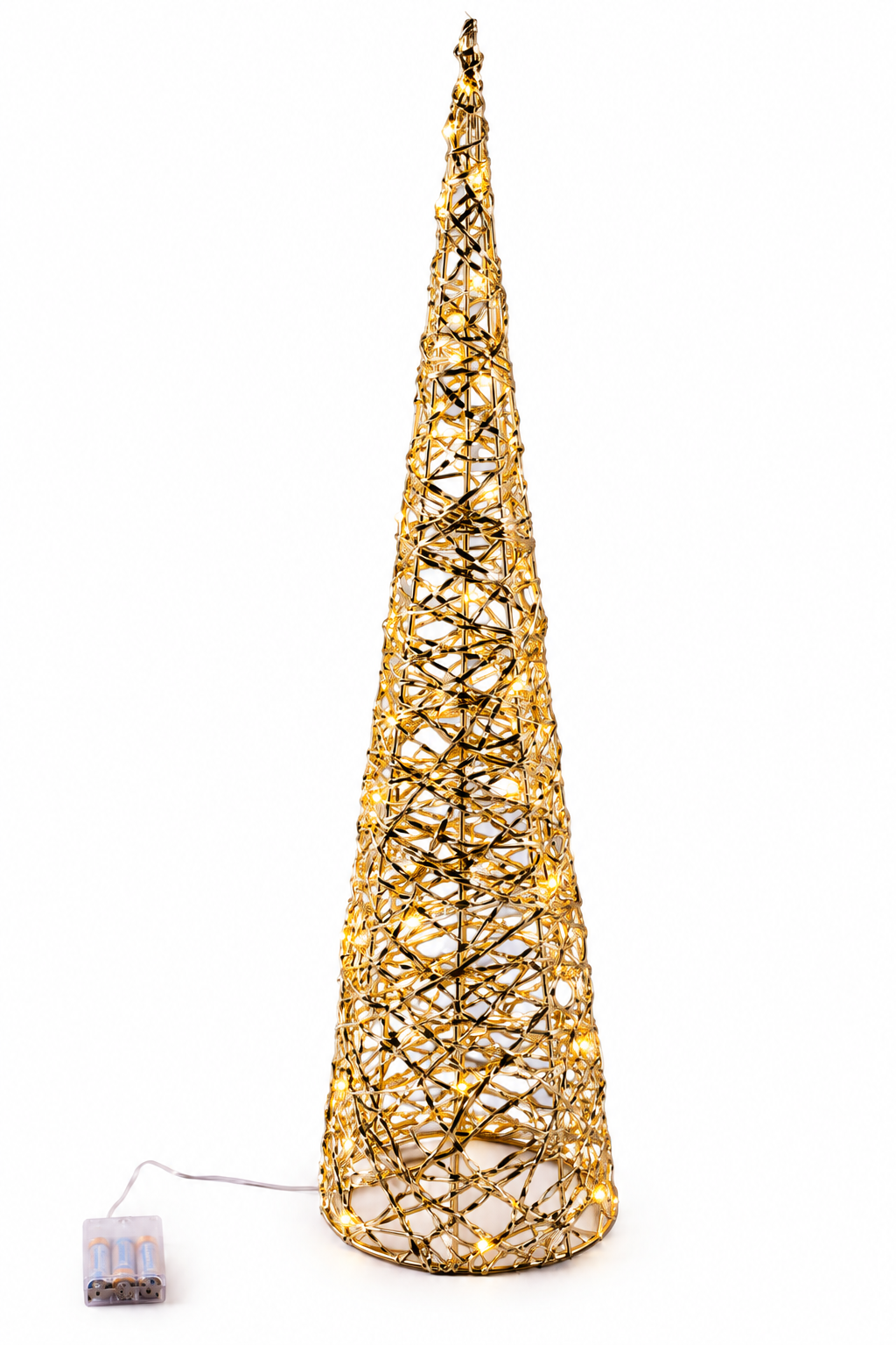 Albero LED Stripes Cono Oro EDG Enzo De Gasperi H 80 cm Ø 20 cm con 40 MicroLED a luce calda