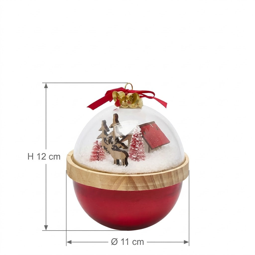 Candela Cupola Natalizia Miele e Mela EDG con renne e dimensioni H 12 cm Ø 11 cm