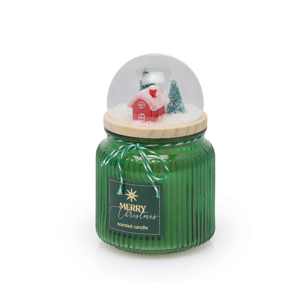Candela Cupola Natalizia Biscotti al Cardamomo EDG Enzo De Gasperi H 15 cm Ø 10 cm con casetta innevata