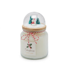 Candela Cupola Natalizia Muschio Bianco EDG Enzo De Gasperi H 15 cm Ø 10 cm con pupazzo di neve