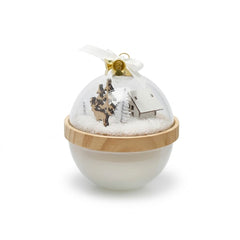 Candela Cupola Natalizia Muschio Bianco EDG Enzo De Gasperi con renne, casetta e abeti innevati H 12 cm