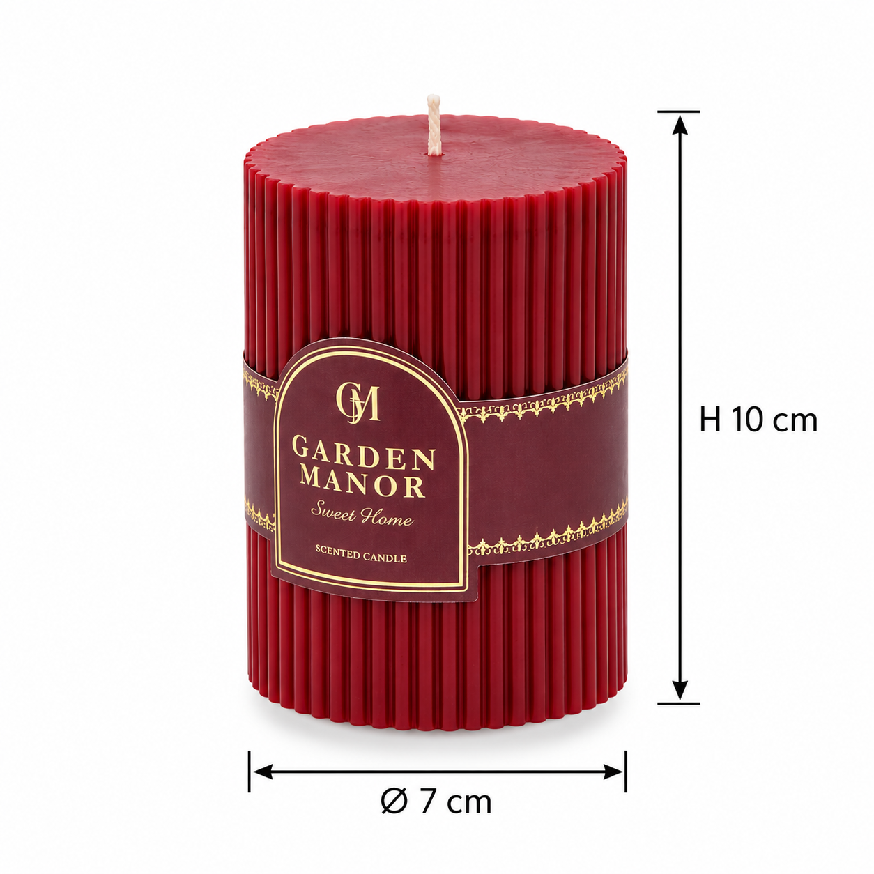 Candela Moccolo a Righe Bordeaux EDG Enzo De Gasperi con dimensioni H 10 cm Ø 7 cm