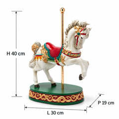 Decoro Cavallo Giostra Bianco EDG Enzo De Gasperi H 40 × L 30 × P 19 cm, decorazione natalizia.