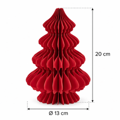 Decoro Pino Origami New Rosso EDG Enzo De Gasperi in carta pieghettata tridimensionale, con altezza 20 cm e diametro 13 cm.