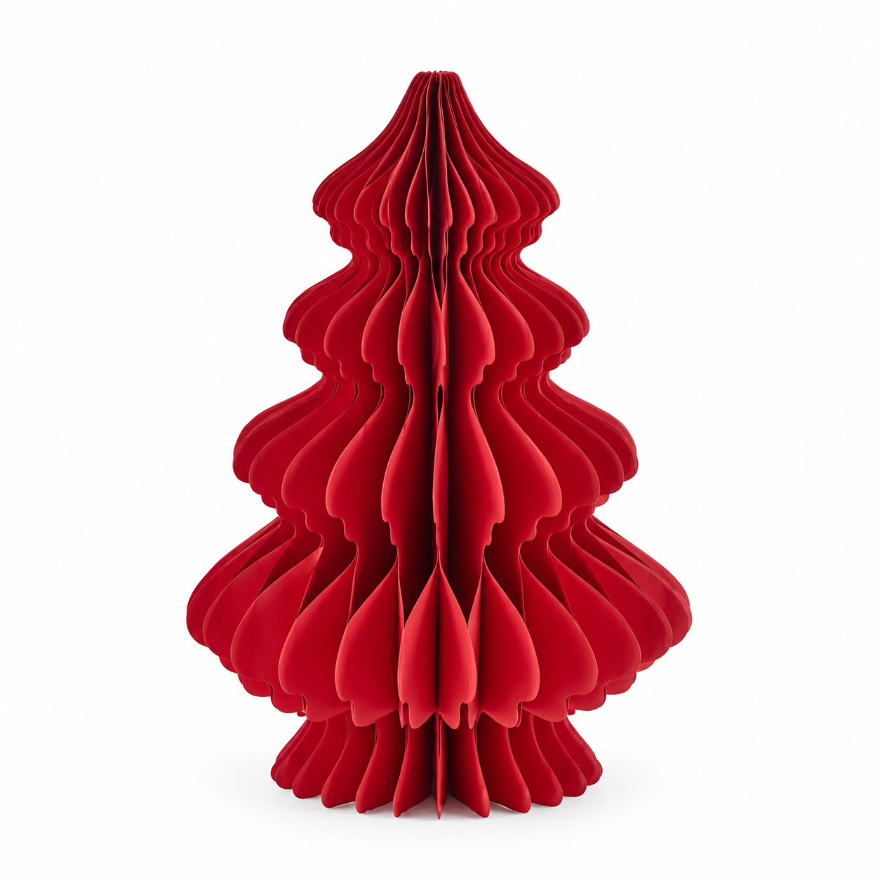 Decoro Pino Origami New Rosso EDG Enzo De Gasperi H 30 × Ø 20 cm in carta pieghettata tridimensionale, albero di Natale stilizzato.