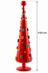 Albero di Natale stilizzato Super Gemme Cono Rosso EDG in vetro con gemme multicolor, altezza 61 cm, con indicazione della misura.