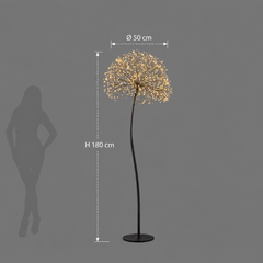 Decoro Tarassaco Rich Nero EDG Enzo De Gasperi dimensioni H 180 cm Ø 50 cm con 912 MicroLED a luce calda