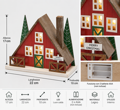 Diorama Casetta Natalizia LED in Legno H 17 cm – EDG Enzo De Gasperi