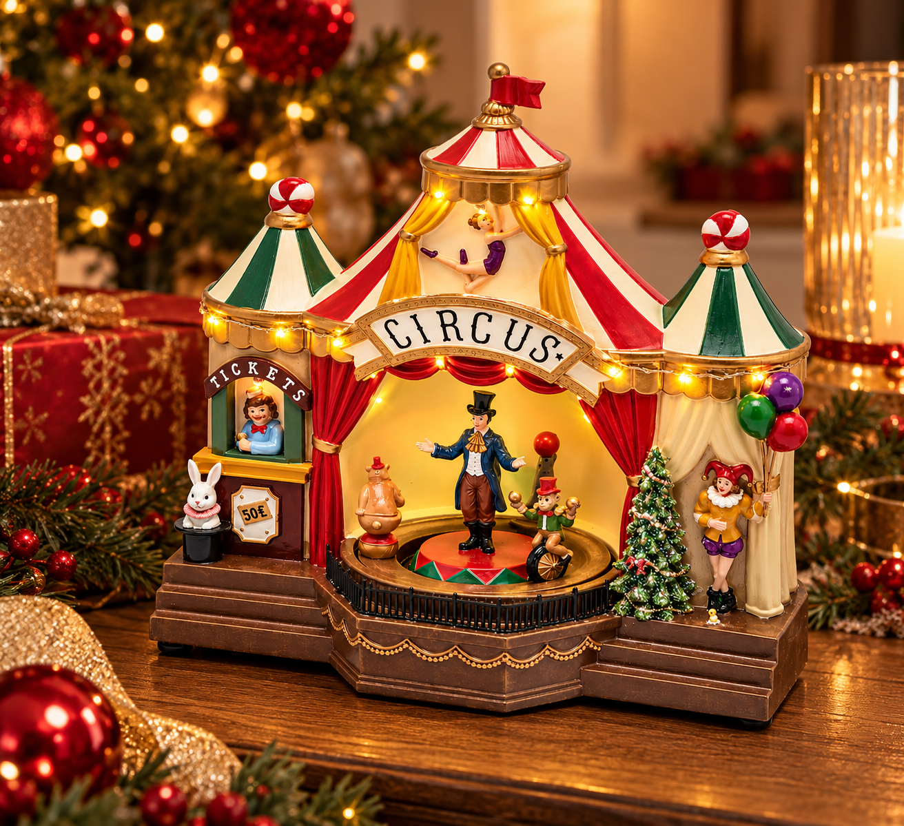 Diorama Circo Natalizio LED con musica e movimento EDG Enzo De Gasperi ambientato per Natale