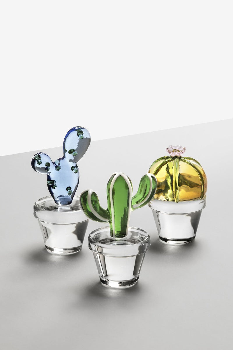 Fermacarte in vetro Borosilicato Cactus Ambra Fiore Rosa Collezione Desert Plant Ichendorf Milano - 09352113