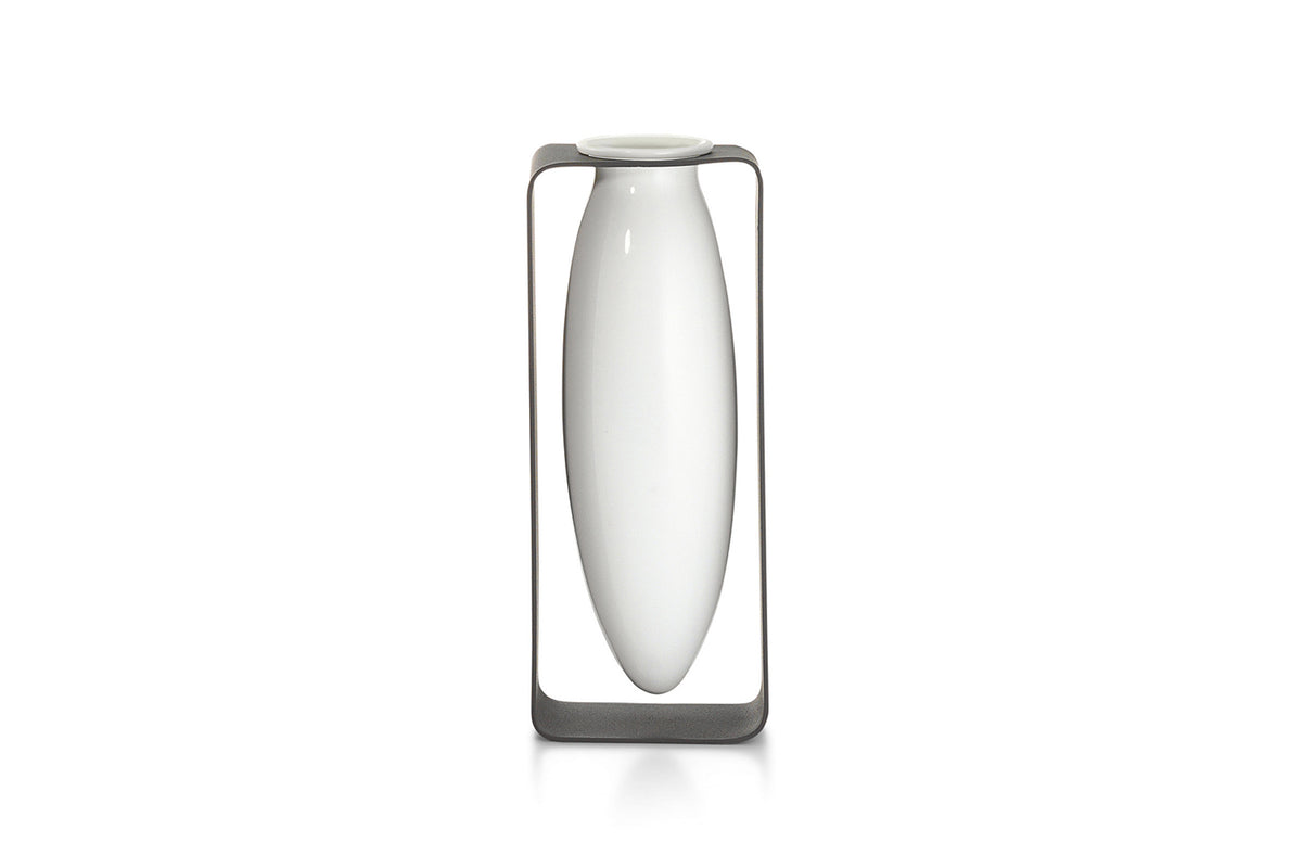 Vaso Float Verticale | vaso di design in porcellana su struttura in acciaio - 123170