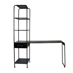 Scrivania Jago in metallo nero con scaffale alto impugnatura oro - 692665