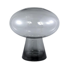 Vaso Minty Grigio H30 | Vaso in vetro grigio tondo con piede - 710784