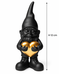Nano Lover Black H12 cm – Gnomo Decorativo con Cuore Oro