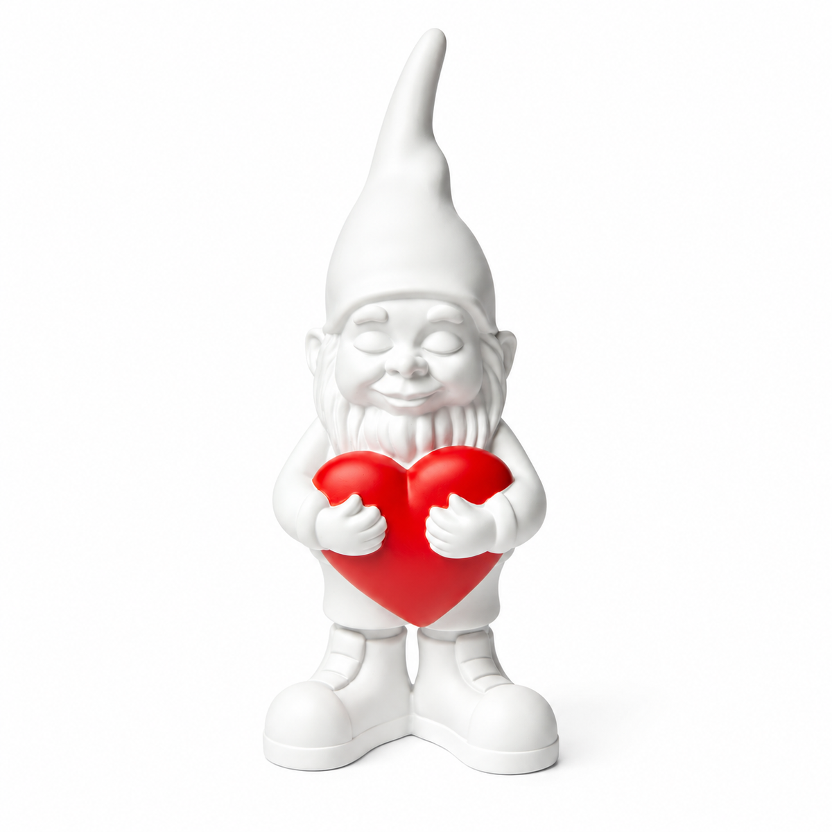 Nano Lover White H12 cm – Gnomo Decorativo con Cuore Rosso