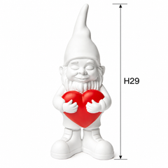 Nano Lover White H29 cm – Gnomo Decorativo con Cuore Rosso
