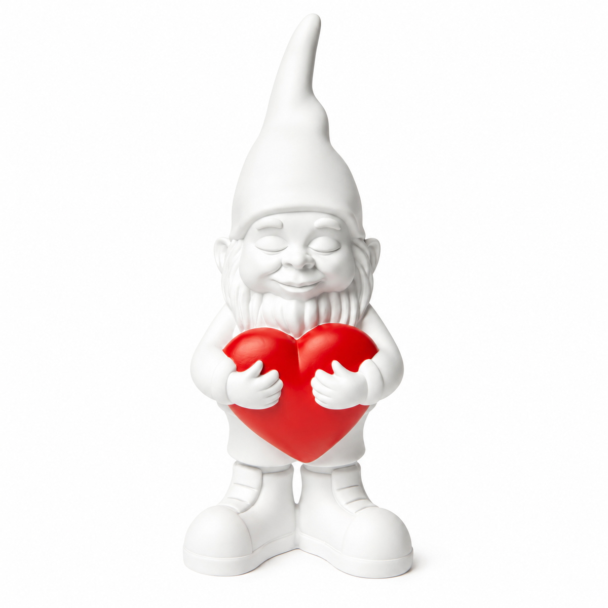 Nano Lover White H29 cm – Gnomo Decorativo con Cuore Rosso