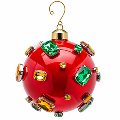 Palla di Natale Super Gemme Rossa in Vetro Ø 10 cm – EDG Enzo De Gasperi