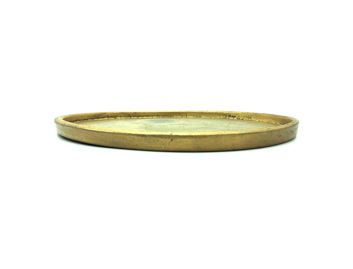Piatto portacandele in legno oro - 640288