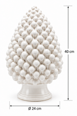 Pigna ornamentale in ceramica bianca EDG Enzo De Gasperi, altezza 40 cm e diametro 24 cm