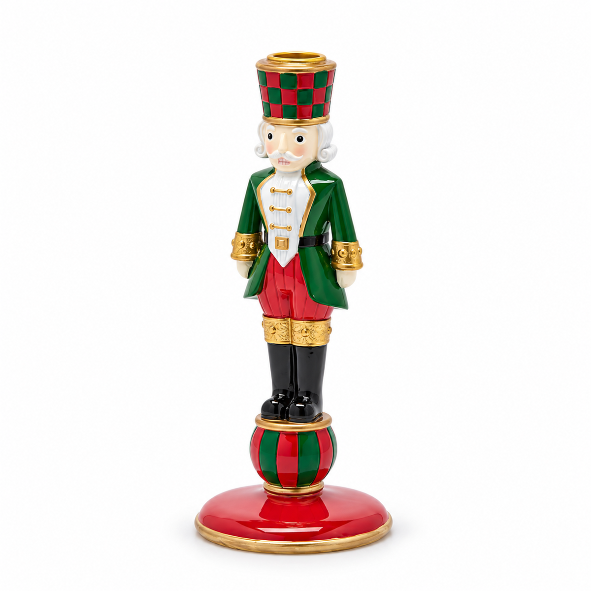 Portacandela Soldatino Natalizio Rosso e Verde EDG Enzo De Gasperi H 25 × Ø 11 cm