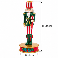 Portacandela Soldatino Natalizio Verde EDG Enzo De Gasperi con dimensioni H 20 × Ø 10 cm