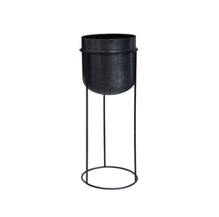 Portavaso in alluminio nero su piedistallo in ferro H74,5 - 704464,02
