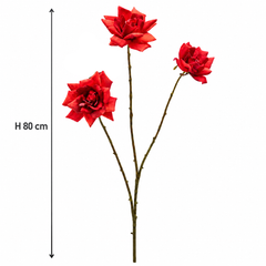 Ramo Rosa Rosso X3 Fiori EDG Enzo De Gasperi con tre rose artificiali e altezza H 80 cm